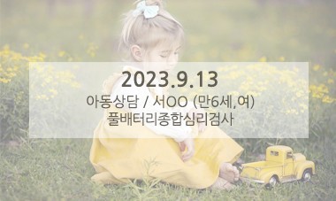 [2023.9.13] 아동상담 / 풀배터리종합심리검사